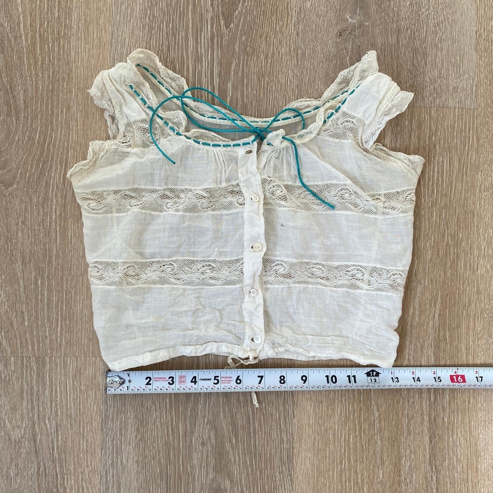 Antique Early 20th Century Lace Trimmed Corset Cover Edwardian Top (STUDY PIECE) - Picture 8 of 11